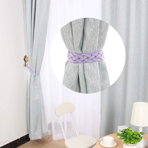 bulk purchase uxcell 4pcs curtain tiebacks, 58cm/23 braided drapery holdback holder decorative rope tie back, purple/silver factory discount