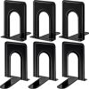 supplier direct happyhapi book ends, bookends, metal bookend for shelves, non-skid book end to hold books, black book stopper/holder for office home kitchen, 5.7x 4.9 x 6.5 in, 3 pair(6 pcs, large) wholesale prices