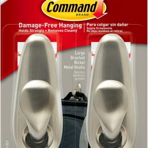 competitive pricing command 5 lb large brushed nickel metal hooks, 2 hooks and 4 command strips, damage free coat hooks with adhesive strips, forever classic hooks for christmas decorations one-stop wholesale