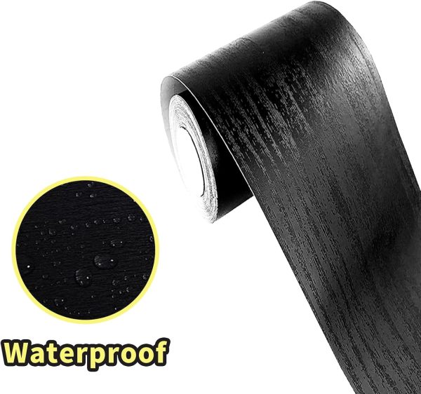 bulk purchase 10m black wood grain removable pvc waterproof border wall decor removable self adhesive kitchen bathroom tiles sticker wallpaper 4.2x390 trade price