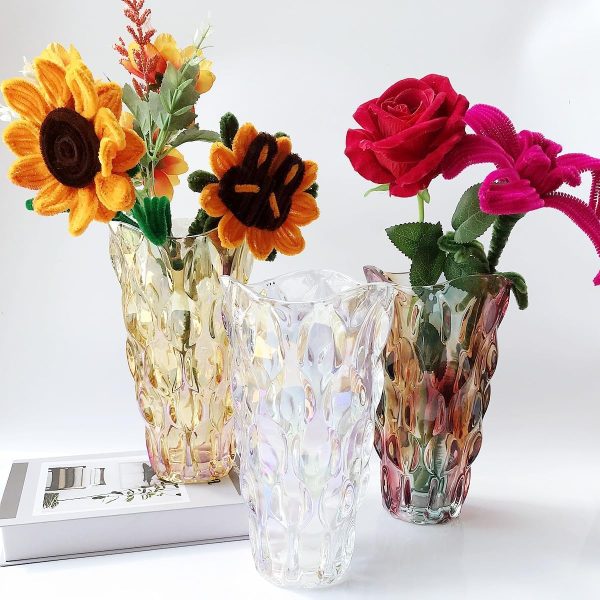 oem/odm services heavy glass flower vase thickened 3.5lb 9.5inch sparkle vase bohemian style, for centerpieces,wedding,perfect home decor (sparkle) affordable bulk deals