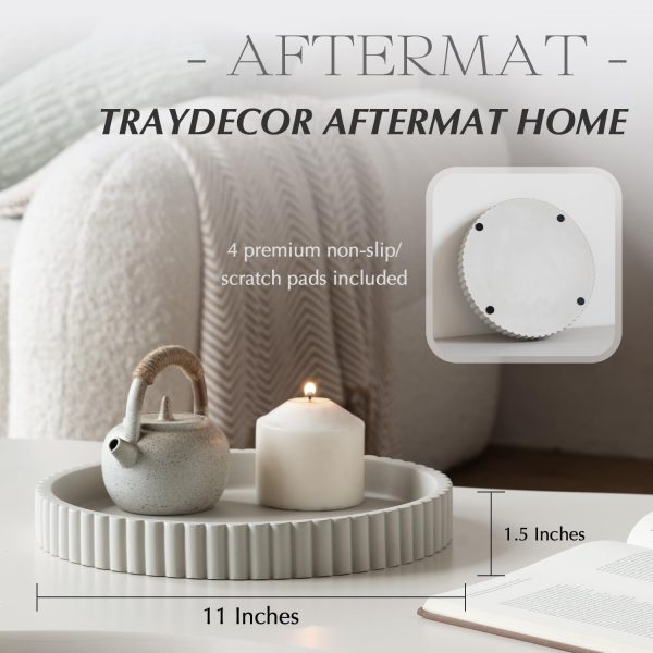 wholesale direct decorative tray for coffee table tray decor, concrete gray round tray home decor tray, table trays decorative, bandejas decorativas, centerpiece tray bulk purchase at factory prices