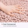 global sourcing freshmint chenille bathroom rugs mat 24"x17", non-slip bath mat for bathroom floor & bathtub, washable soft shower shag bath rugs, fluffy thick water absorbent microfiber shower mat, dusty pink oem/odm services