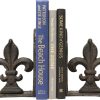 supplier direct creative co-op decorative metal fleur de lis bookends, brown, set of 2 wholesale prices