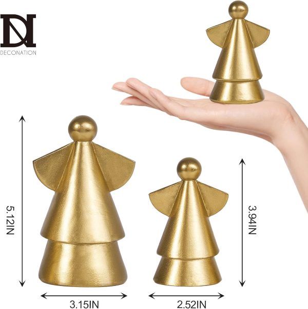 dropship from factory dn deconation angel figurines home decor, christmas resin angel statue decor set of 2, small gold decorative angel decor gifts for woman friends sister wedding decorations living room office decor mass production supply
