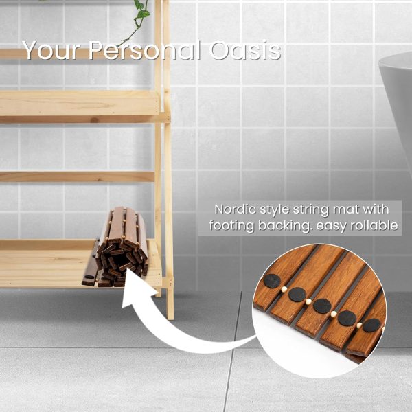 manufacturer direct strand woven bamboo bath mat bathroom rugs floor wood shower bathtub waterproof non slip accessories 16x24 inch easy to clean, suitable for outdoor, dark color, 1 pc trade price