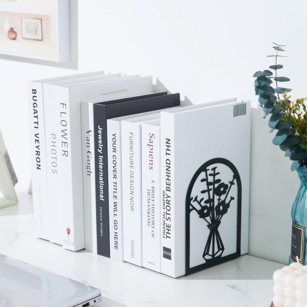 supplier direct 3 pairs metal bookends, flower book ends for shelves decorative, book stopper for heavy books, ends to hold books for home office wholesale prices