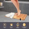 manufacturer direct bambüsi bamboo bath mat - foldable wood shower mat for easy storage, non-slip bathroom mat, versatile for indoor and outdoor use, ideal floor mat for spa, sauna, pool, 24" x 18" trade price