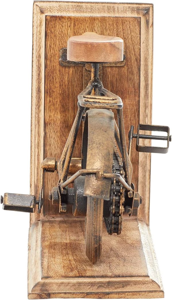 supplier direct deco 79 vintage wood bookends metal cycle pr h-26778, 7"w, 9"h, brass wholesale prices