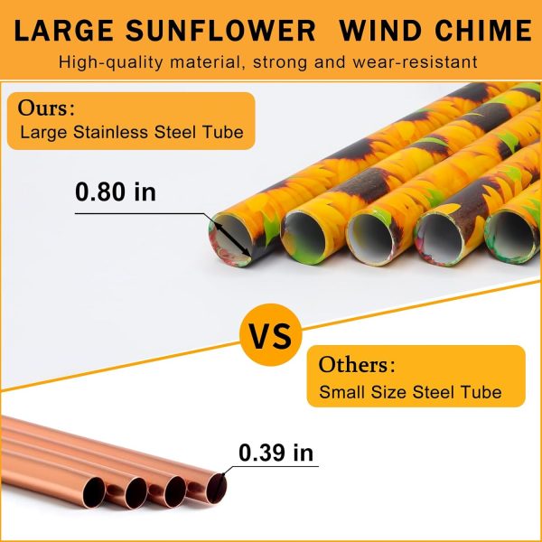 producer to buyer sunflower wind chimes for outside, 35" large aluminium wind chimes garden decor gifts for women mom grandma, outdoor decoration for yard patio porch lawn landscape discounted pricing