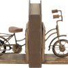 supplier direct deco 79 vintage wood bookends metal cycle pr h-26778, 7"w, 9"h, brass wholesale prices