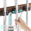bulk purchase mop and broom holder wall mount - rustic wood broom mop hanger - wall mounted garden tool rack organizer for closet garage laundry room kitchen decor with 4 slots & 4 hooks trade price