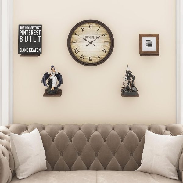 bulk purchase fixwal small floating shelves, 5x5 inches wall shelf set of 4, rustic wood small wall mounted shelves for bedroom, living room, kitchen, bathroom decor (dark carbonized black) trade price