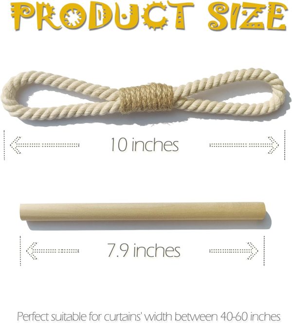 bulk purchase curtain holdbacks boho tiebacks for drapes, farmhouse jute rope cotton tie backs with rustic wood club, curtain accessories holders for indoor outdoor use, set of 4 factory discount