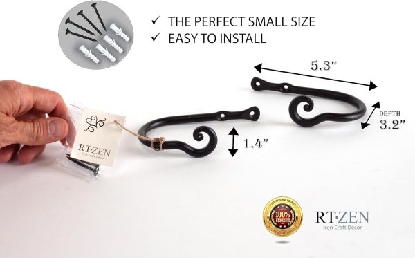 bulk purchase rtzen curtain holders for wall - farmhouse curtain hooks for drapes - creative black curtain tiebacks - wrought iron drapery curtain holdbacks - unique metal tie backs for curtains - 2 pcs factory discount