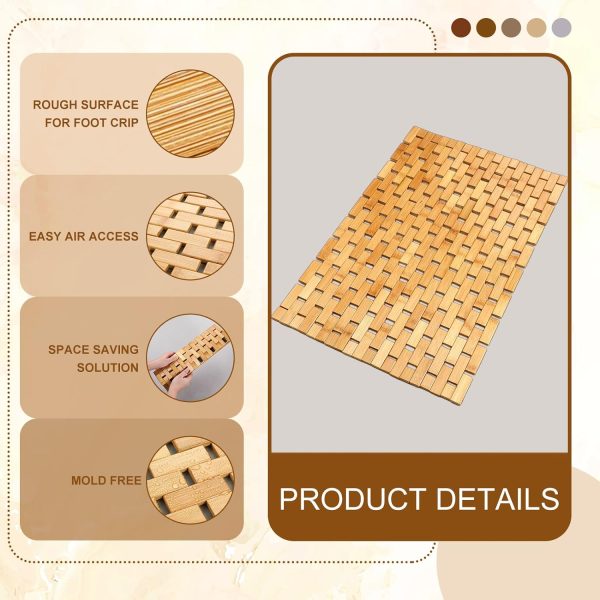 manufacturer direct 2 pcs bamboo shower mat wood bath mat bathroom bamboo rug non slip waterproof wooden shower mat with nonskid silicone pads for bathroom floor spa bathtub kitchen(24 x 16 inches) trade price