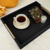 wholesale direct wooden decorative coffee table tray, 16" serving tray with handles, matte finish decorative tray, ottoman tray for living room, perfume, vanity dresser organizer (carbon black) bulk purchase at factory prices