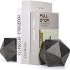 supplier direct ambipolar geometric decorative ball shaped bookends, modern cast iron black bookends for office desk, book shelf, room decor, home office, book stand or organizer, set of 2. antique black wholesale prices