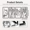 factory direct bakovity black metal wall decor, abstract woman wall art, minimalist line wall decor, modern aesthetic metal wall art for bedroom bathroom living room (4 pcs, 17 x 9 in) volume discount