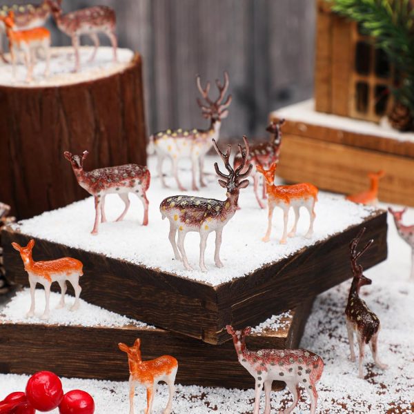 dropship from factory soaoo 60 pcs small deer toys figurines deer cake toppers mini forest animals figures christmas woodland creatures animal plastic woodland cake decorations for birthday wedding party mass production supply