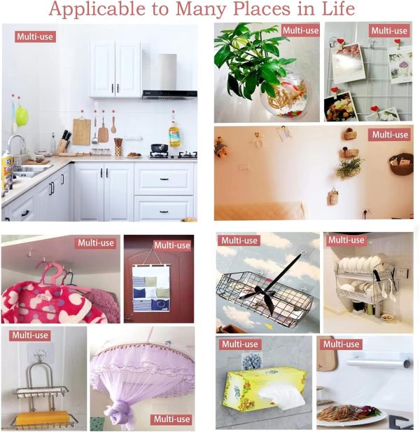 competitive pricing ddmy adhesive hooks wall hooks, 24 packs hooks for hanging transparent reusable seamless hooks 13.2lb(max), waterproof bathroom kitchen heavy duty self adhesive hooks one-stop wholesale