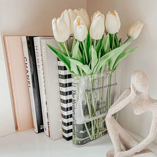 oem/odm services puransen clear book flowers vase - cute bookshelf decor; unique vase for book lovers, artistic and cultural flavor acrylic vases for home office decor, a book about flowers (clear - b) affordable bulk deals
