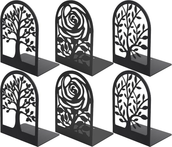 supplier direct maxgear decorative book ends, heavy duty bookends for shelves, metal bookends for heavy books, book shelf holder office bookends black 3pair, books supports, non-skid book stoppers 6.89x4.89x3.54 inch wholesale prices
