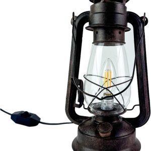 custom wholesale rustic farmhouse lantern table lamp: dimmable, edison bulb, line cord dimmer - medium body, rustic finish, us ul/ulc canada safety listed by muskoka lifestyle products usa oem/odm services