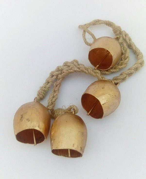producer to buyer iron wrought bell chime handmade brass finish wall hanging rope 4 bell discounted pricing