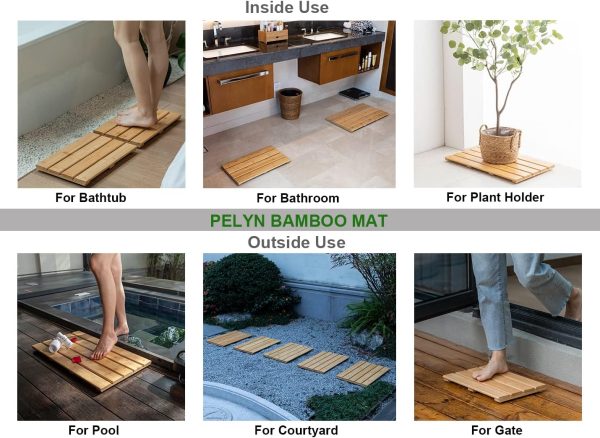 manufacturer direct bamboo wooden mini bath shower mats for small bathroom, small bamboo wood bathroom floor mat, sturdy and easy to clean(15.8 x 10.2 inch) trade price