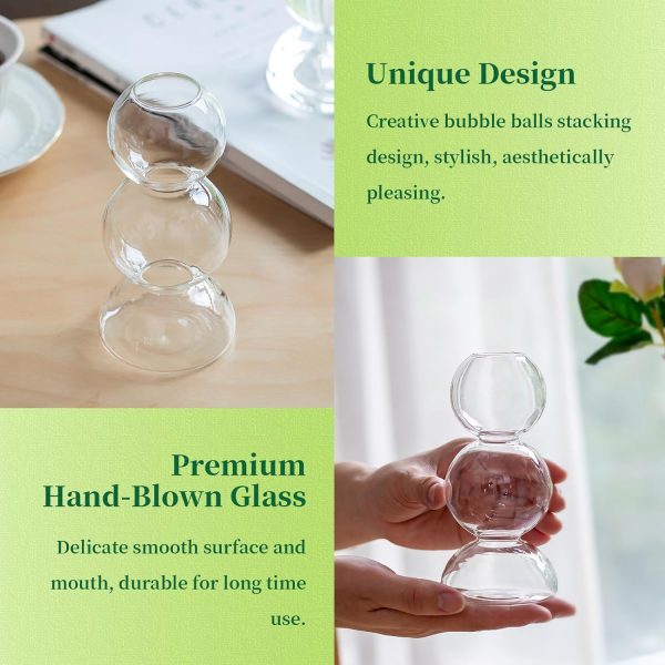 oem/odm services glass bubble vases for flowers, hewory 2pcs clear unique cute single flower vase for centerpieces, funky aesthetic vase skinny bud vase, cool groovy decor for home living room bedroom office tabletop affordable bulk deals