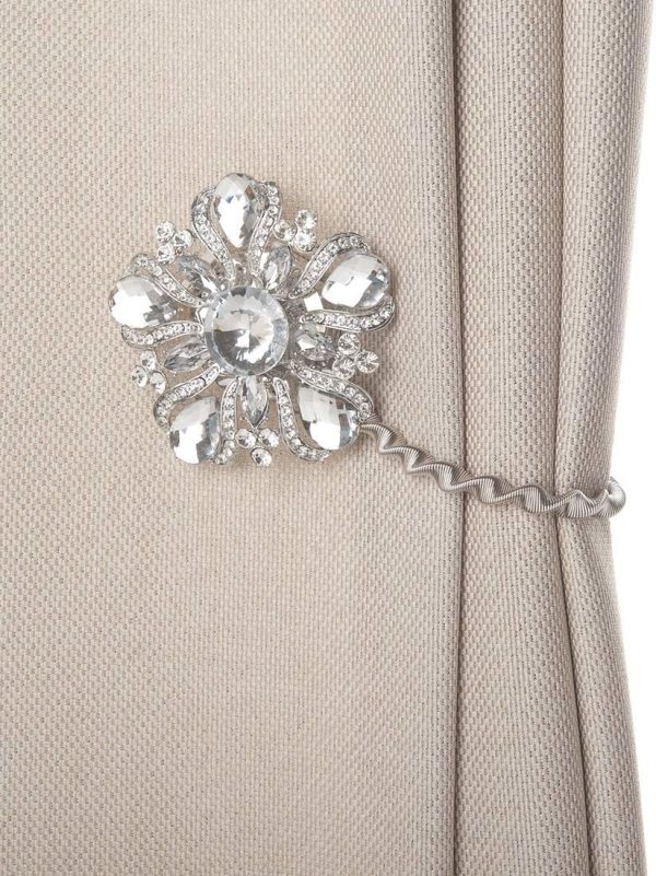 bulk purchase suq i ome luxury big crystal magnetic curtain tieback and holdback flower curtain clips buckle curtain holder for home office decoration (silver a,2pcs) factory discount