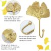 competitive pricing morobor decorative leaves iron hooks,4pcs ginkgo leaf shape wall mounted hooks modern key holder wall mounted gold single prong hat hanger home office nursery room decoration one-stop wholesale