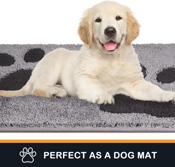 global sourcing purrugs dirt trapper door mat 20" x 31.5", non-skid/slip machine washable microfiber entryway rug, dog door mat, super absorbent welcome mat for muddy wet shoes and paws, grey oem/odm services