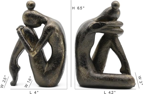 supplier direct lukitas unique decorative girl thinker bookends, home office books shelves stoppers holder, nonskid book stoppers, creative desktop ornaments for study room hotel shelves, resin, 1pair/2piece 6.5'' wholesale prices