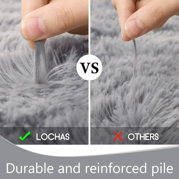 global sourcing lochas fluffy bedroom rug 2.6' x 5.3', shaggy area rug for bedroom bedside, soft oval throw rugs carpet for living room kids girls home decor oem/odm services