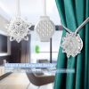 bulk purchase auleep magnetic curtain tiebacks, 4 pack magnetic decorative drapes curtain clips buckle, flower curtain tie back, european and american style (silver) factory discount