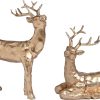 dropship from factory 2pcs resin reindeer figurines for christmas decor gold tabletop reindeer statues small decorative deer figurines for indoor christmas tabletop mantle decorations mass production supply