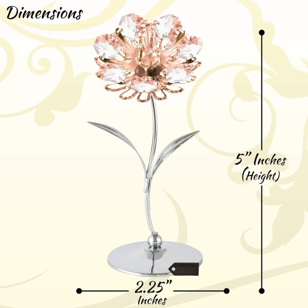 dropship from factory matashi crystal sunflower figurine, rose gold plated crystal figurines table centerpiece – decorative crystal flower figurines perfect for home decor or special occasions mass production supply