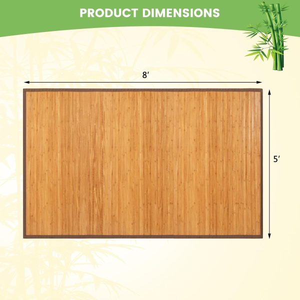 manufacturer direct giantex 5’ x 8’ bamboo area rugs - floor mat with anti-slip backing, durable roll-up floor rug, 60” x 96” indoor mat rug for dining room, living room, bedroom, entryway, bamboo carpet (modern) trade price