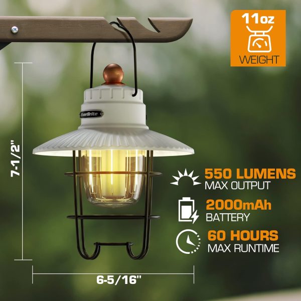 custom wholesale everbrite led camping lantern pack of 2, usb c rechargeable lantern with 3 light modes, vintage outdoor lanterns with power bank function for power outages, hurricane, emergency, fishing oem/odm services