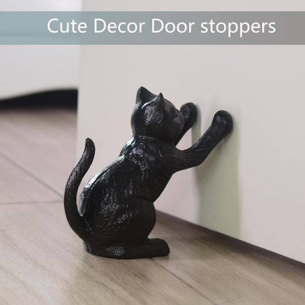supplier direct book ends for shelves decorative, cast iron heavy duty bookends for heavy book, unique cute cat bookend for home/office decor, antique classic black 2pcs wholesale prices
