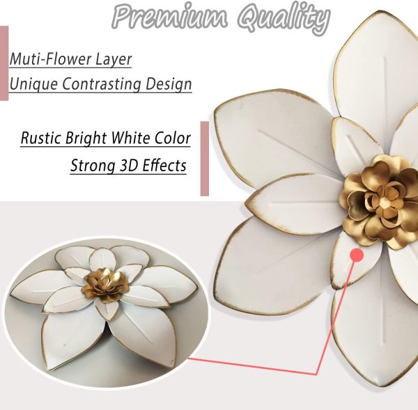 factory direct metal flower wall art decor, 10“ rustic modern floral sculpture, distressed iron wall hanging home decoration accent artworks for indoor kitchen bedroom living room office outdoor garden patio volume discount