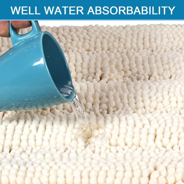 global sourcing h.versailtex bath rugs for bathroom non slip bath mats extra thick chenille striped rug 20" x 32" absorbent non skid fluffy soft shaggy washable dry fast plush mat for indoor, bath room, tub - ivory oem/odm services