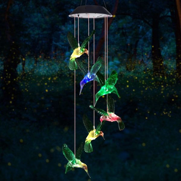 producer to buyer six foxes wind chime, solar hummingbird wind chimes outdoor/indoor(gifts for mom/momgrandma gifts/birthday gifts for mom) outdoor decor,yard decorations,memorial wind chimes,mom's best gifts discounted pricing