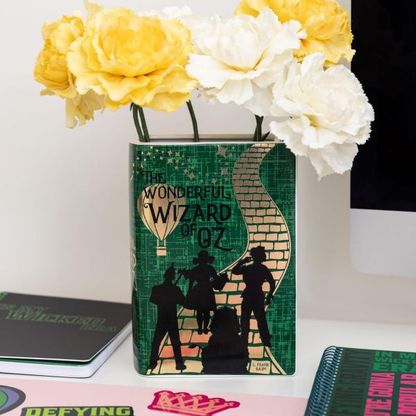 oem/odm services steel mill & co original large book-shaped decorative vase, ceramic vases for home decor, cute bookshelf decor, unique vase for book lovers, wizard of oz affordable bulk deals