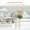 oem/odm services cat shaped ceramic vase, kitty decorative vase, floral kitty vase decor, cat table centerpiece, cute u-shaped tube vase for home living room office bedroom affordable bulk deals