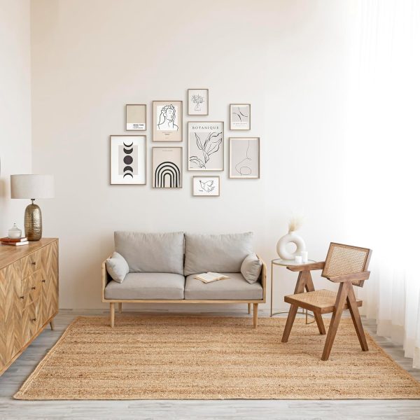manufacturer direct homemonde handwoven 8'x10' jute area rug natural solid braided - eco friendly natural fiber - reversible farmhouse rug for living room, hallway, bedroom, dinning room, kitchen, office trade price