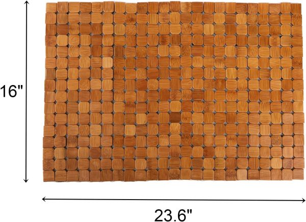 manufacturer direct dicunoy bamboo bath mat, bathroom shower rug, wooden toilet doormats for shower doorsteps, sauna, tub (23.6" l x 16" w) trade price