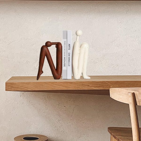 supplier direct decorative bookends for heavy books, thinker statue book holders for shelves & office desk, abstract decor aesthetic book ends stoppers, modern bookshelf decoration wholesale prices